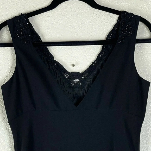 Together Dress Sz 4 Fit & Flare Maxi Sleeveless Handkerchief Hem Cocktail Black - Picture 4 of 8